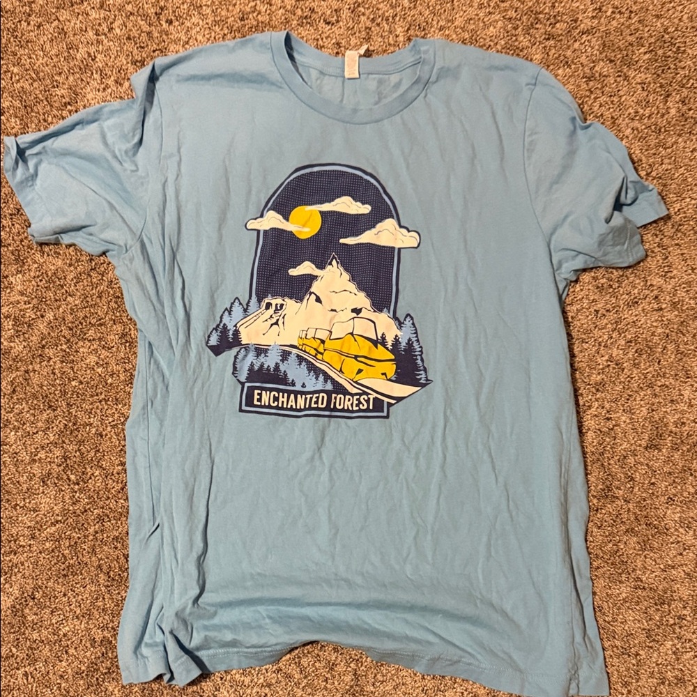 Bella Canvas Enchanted Forest Oregon Mountain Bobsled Blue Tee